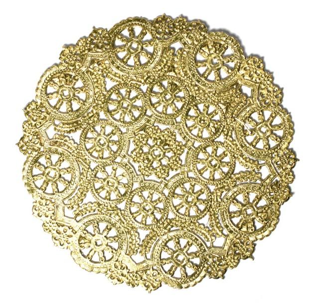50 Gold 8 Inch Paper Doilies, Metallic Doilies, Invitation Trim, Paper