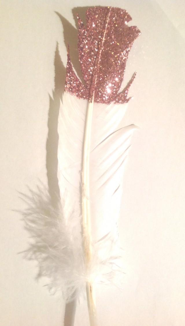 Feather Garland With Pink Glitter Tips, Wedding Decoration, Feather