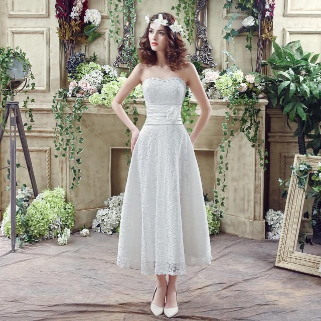 Lovely Short Wedding Dresses Garden 2016 Sweetheart Sash Handmade