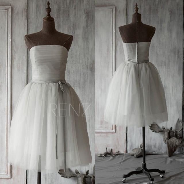 2016 Grey Short Bridesmaid Dress, Gray Sleeveless Wedding Dress