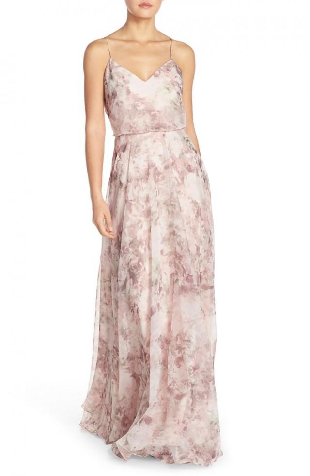 Jenny Yoo Inesse Print Chiffon V Neck Sleeveless Gown 2481138 Weddbook 0654