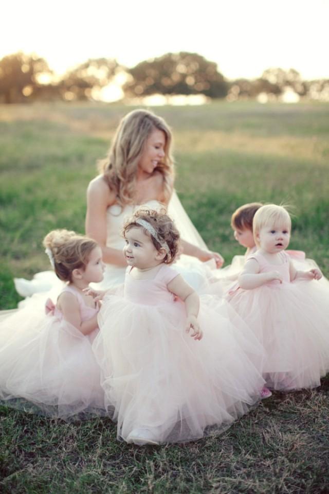 Light Blush Flower Girl Dresses Tutu Frocks Pastel Rustic