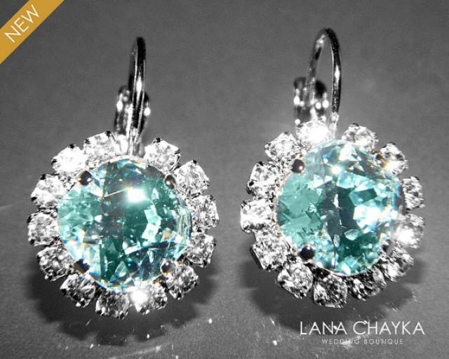 Light Azore Halo Crystal Earrings Swarovski Rhinestone Silver Earrings