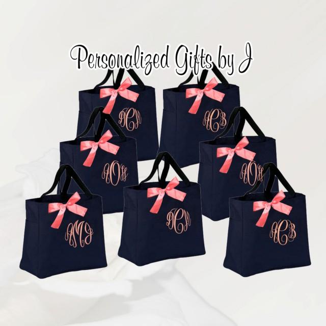 10 Bridesmaid Gift Personalized Bridemaids Tote Wedding Party Gifts