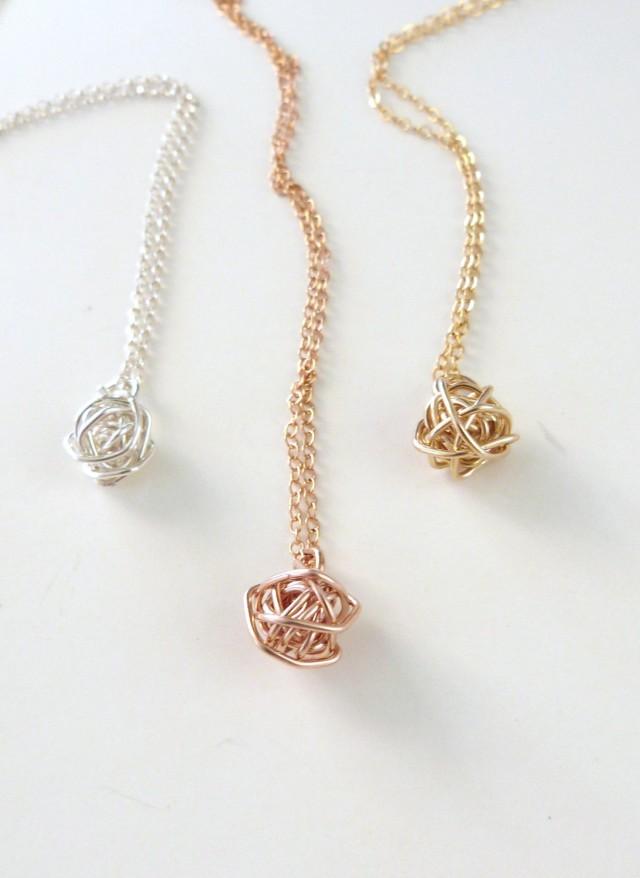 Love Knot Necklace Bridesmaid Gift Tie The Knot Gifts Rose Gold Knot