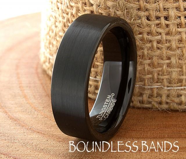 black-tungsten-wedding-band-ring-pipe-cu