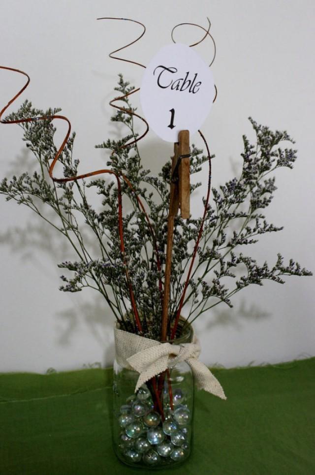 EXTRA LONG Table Number Holder, Wood Clothes Pin On A Stick, 18 Inch