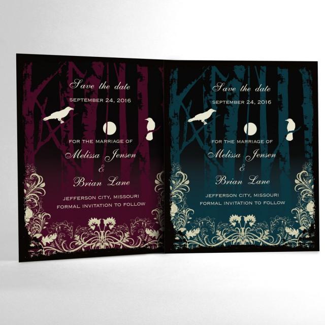 Halloween Wedding Save The Date Cards Elegant Gothic Wedding