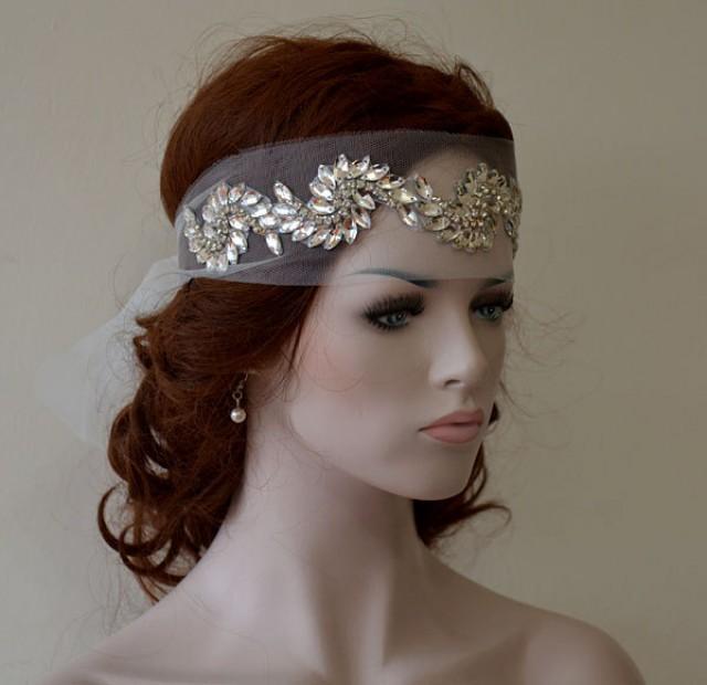 Bridal Headband, Wedding Rhinestone Headband, Wedding Veil, Bridal Veil
