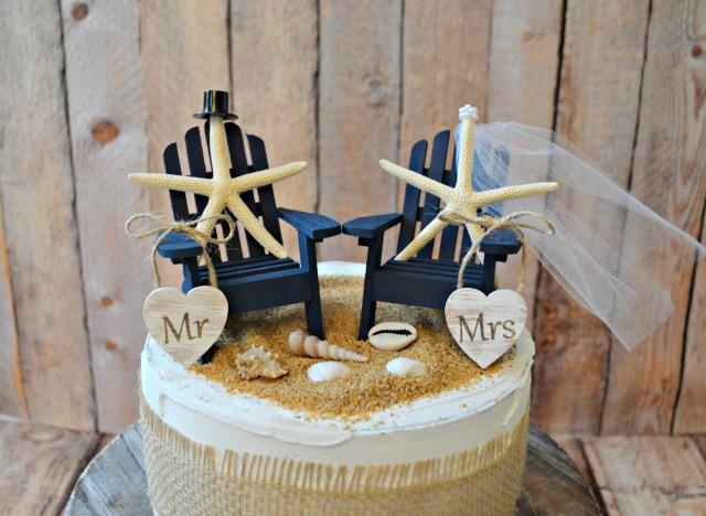 Wedding Reception Real Starfish Adirondack Martini Cake Topper Beach Chairs 