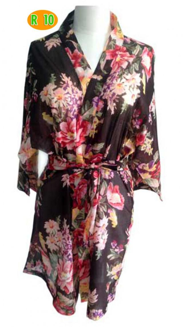 black floral robe