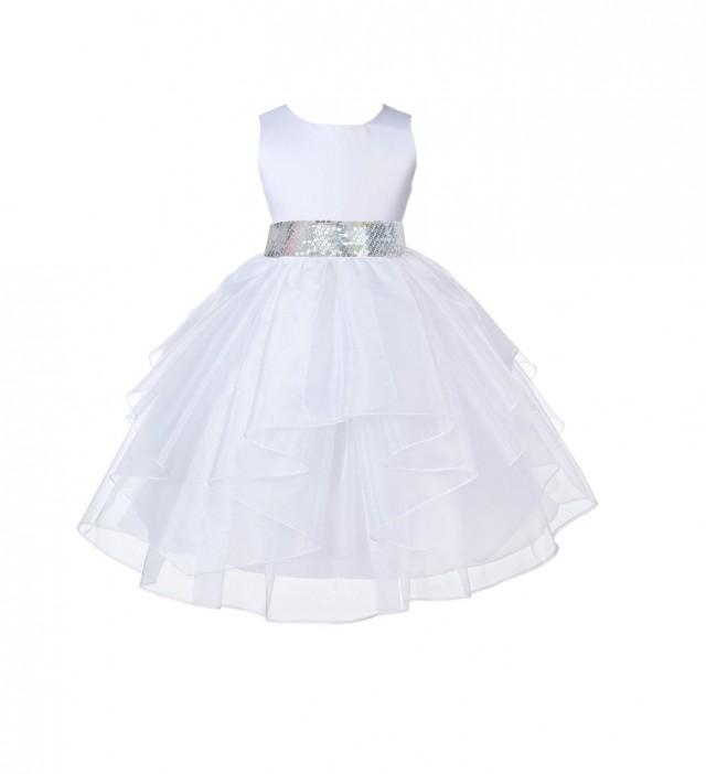 SPECIAL WHITE MESH SASH FLOWER GIRL DRESS PAGEANT WEDDING BRIDESMAID CHILDREN