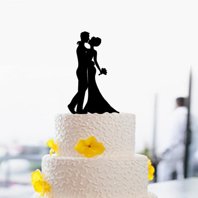 Silhouette Cake Topper Custom Wedding Cake Topper Bride And Groom Kiss 