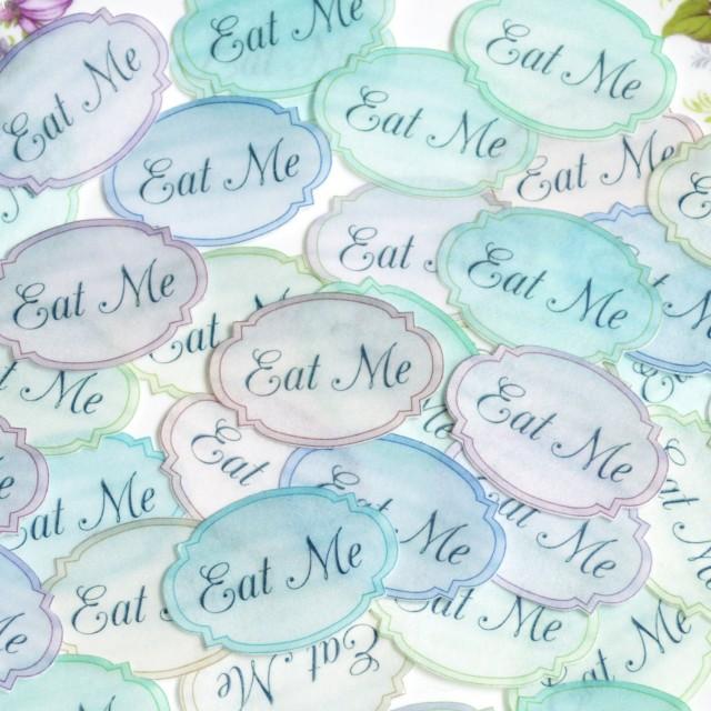 Eat Me Edible Alice In Wonderland Pastel Labels X 36 Small Wafer