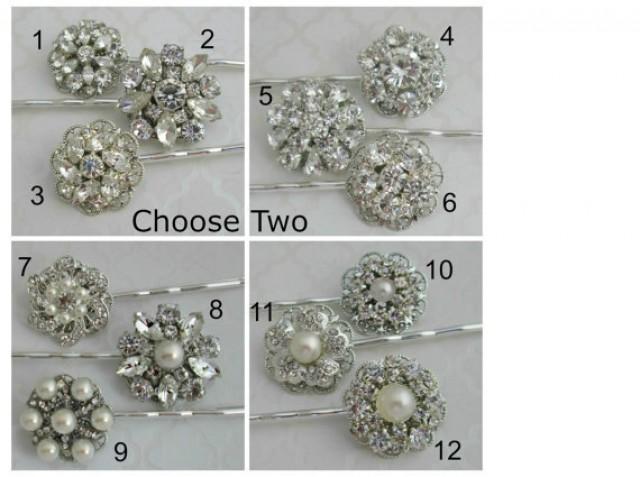 Set Of 12 Bridesmaids Hair Pin Silver And Crystal Bobby Pins