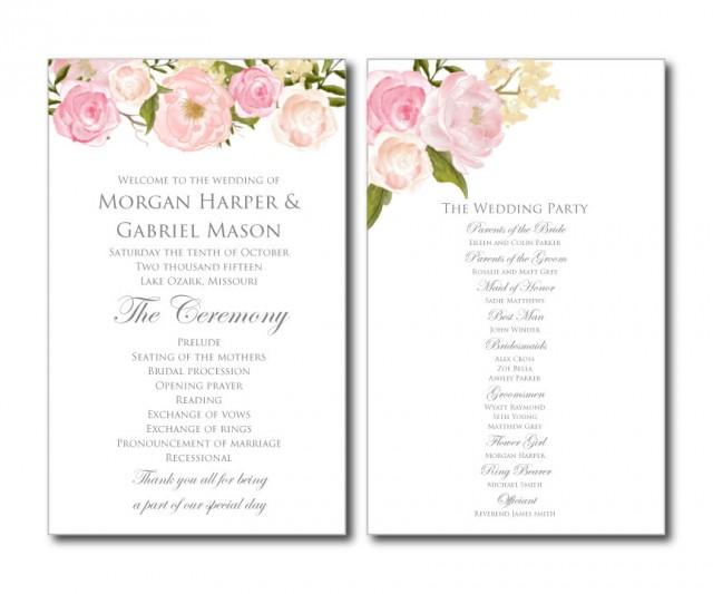 Printable Wedding Program Printable Wedding Program