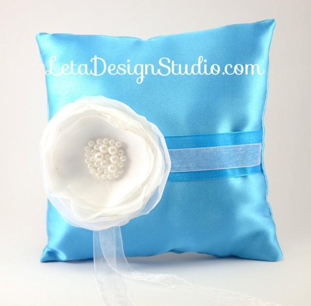 White And Blue Ring Pillow Blue Wedding Royal Blue Wedding Romantic