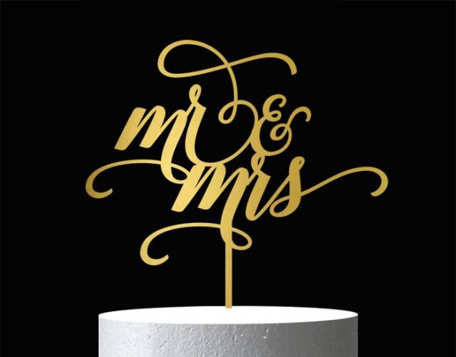 Mr And Mrs Cake Topper - Wedding Cake Topper - Wooden Cake Topper