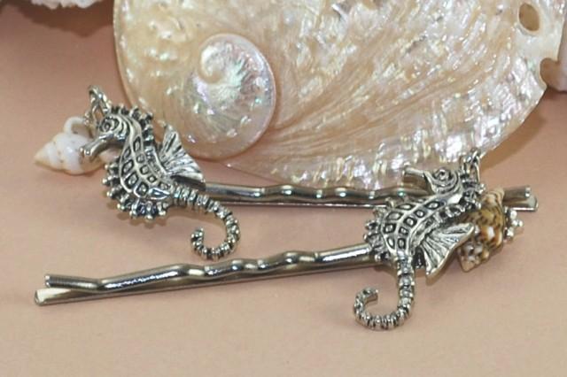 Beach Wedding Hair Accessories~silver Seahorse Hair Pins~fashion 