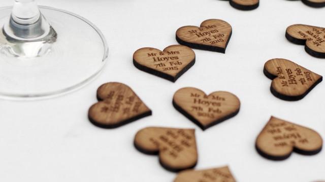 Personalised Wooden Heart Table Decorations Rustic Vintage