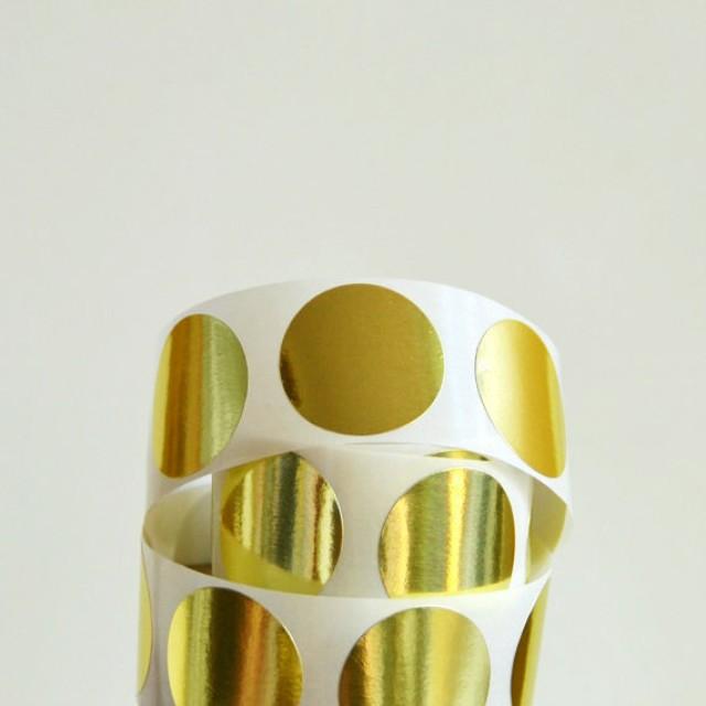 BULK {1.0inch Or 25mm} Metallic Shiny GOLD Foil Round Gift Envelope Seals Stickers Wedding