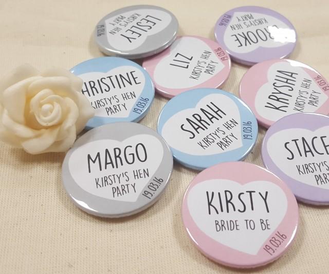 BEAUTIFUL WEDDING PARTY BADGES~ PERSONALISED  FOR YOU 55 MM/ 2.2 " STUNNING! 
