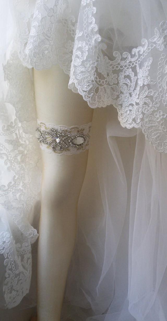 Wedding Garter , Ivory Lace Garter , Bridal Leg Garter, Wedding