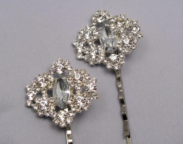 Rhinestone Bobby Pins Bridal Wedding Hair Pins Silver Crystal