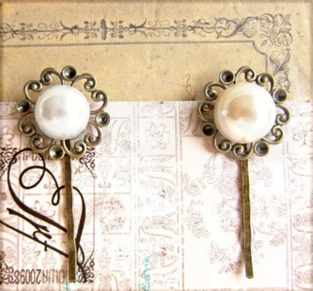 Pearl Hair Pins Set Vintage Wedding Bridal Bobby Pins Antique
