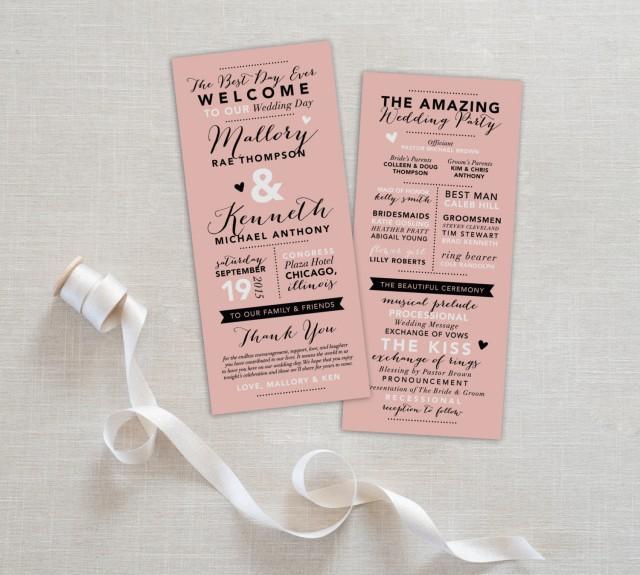 Fun Wedding Program Printable Wedding Program Template Blush