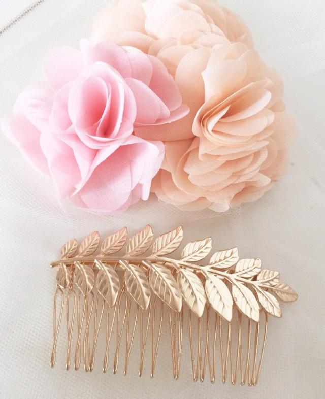 Gold Leaf Comb, Gold Leaf Hair Piece, Gold Leaf Headpiece, Laurel Leaf