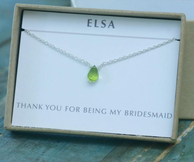 August Birthstone Necklace Green Necklace Dainty Necklace Simple Necklace Minimalist Necklace 14K Gold Filled Tiny Peridot Necklace