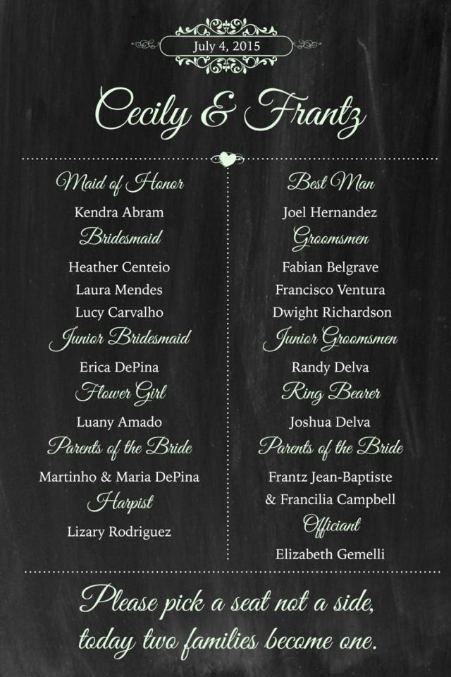 Same Day Chalkboard Wedding Program Poster Wedding Program