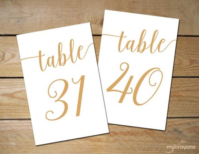 Printable Table Numbers 31 40 Bella Script Gold