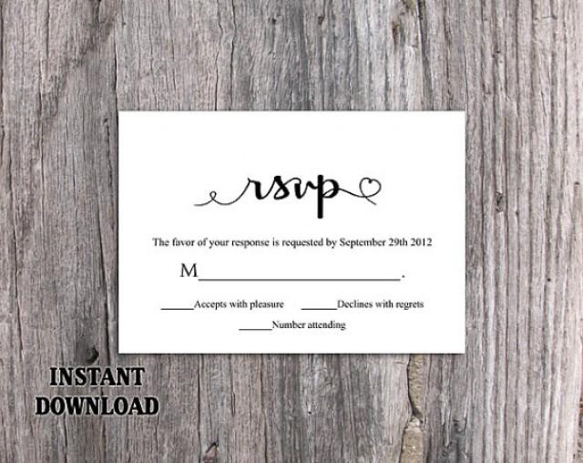 DIY Wedding RSVP Template Editable Word File Instant Download Heart 