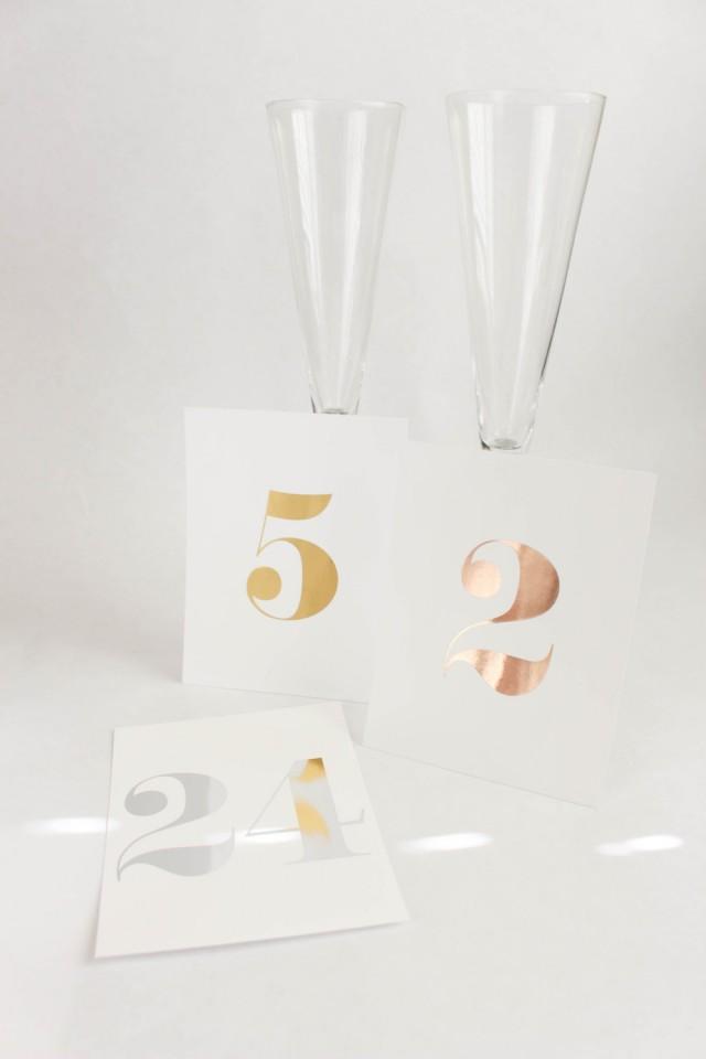 Wedding Table Number Cards With Reserved Table Cards // Gold Foil