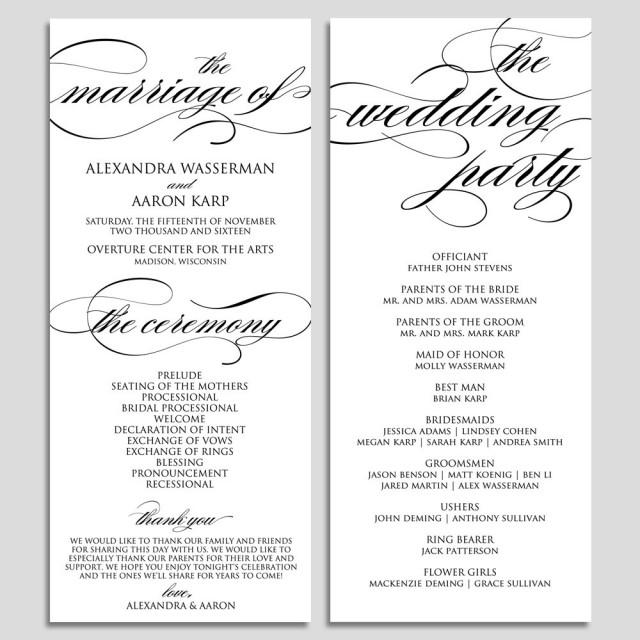 Wedding Program Template Wedding Program Printable Ceremony Printable 