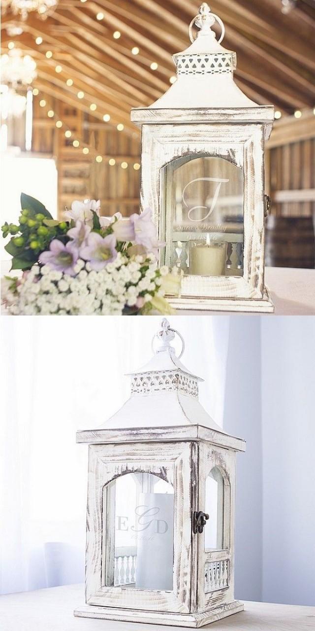 Personalized Rustic Whitewash Wedding Candle Lantern 2495192 Weddbook