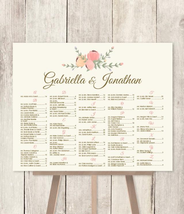 Alphabetical Seating Chart Sign Diy Pastel Wedding Alphabetical Seating Chart Sign Diy Pastel Wedding Flower Peach Cream C Purple Sage Find Your Seat Printable Pdf 2495214