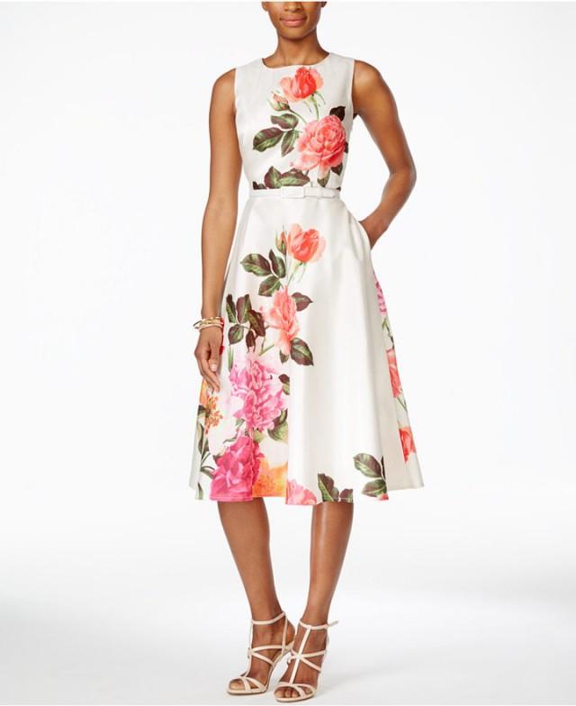 Jessica Howard Belted FloralPrint ALine Dress 2495587 Weddbook
