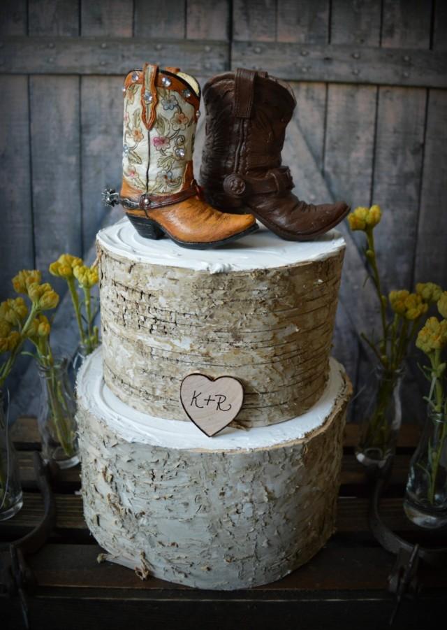 Western-boots-wedding-cake Topper-cowboy-cowgirl-bride-groom-boots-hat