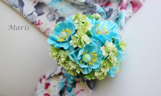 Blue and Green Bridal Hair Accessory - wide 3