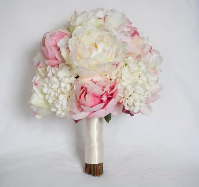 Ivory And Blush Peony And Hydrangea Wedding Bouquet Weddbook