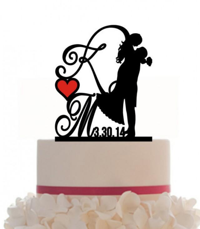 Custom Wedding Cake Topper Personalized Silhouette With Wedding Date 