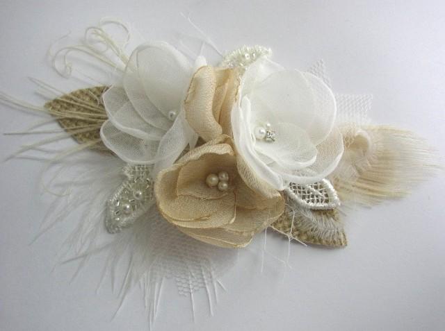 Rustic Hair Accessories Rustic Wedding Hair Piece Ivory