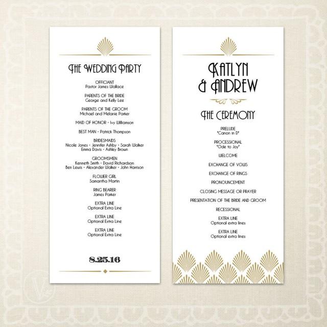 Printable Art Deco Wedding Program Template Diy Wedding Program