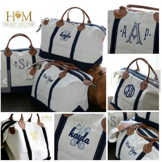 Monogrammed Weekender Navy Bag - Monogram Weekender - Duffle Bag - Monogrammed Overnight Bag ...