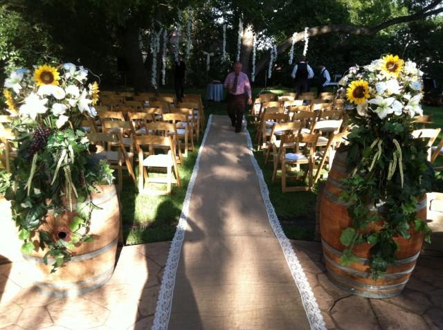 burlap and lace aisle runner