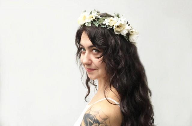 Woodland Flower Crown Rustic Bridal Floral Crown Woodland Wedding