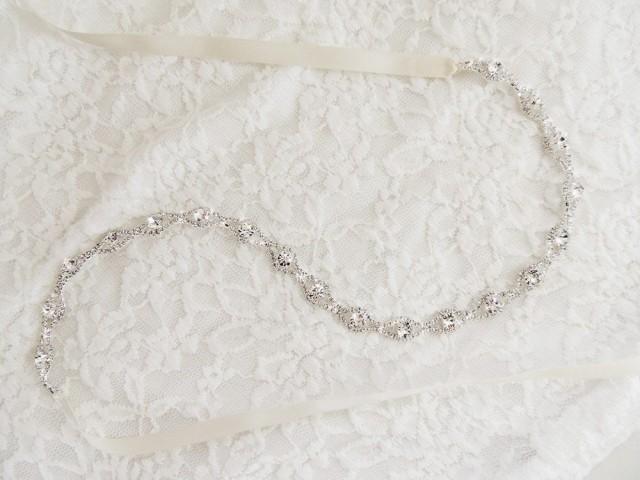 18 Thin Crystal Bridal Gown Sash Belt Crystal Sash Wedding